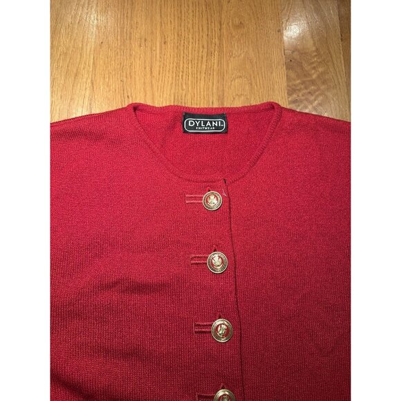 Dylani Red Cardigan Sweater Gold Buttons Medium - Picture 4 of 8